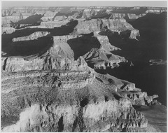 View, dark shadows to right, high horizon, "Grand Canyon National Park," Arizona., 1933 - 1942 - NARA - 519896.tif