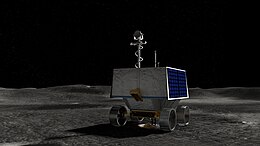 VIPER rover drilling on the moon: NASA's Volatiles Investigating Polar Exploration Rover, or VIPER, is a mobile robot that will roam around the Moon's south pole looking for water ice (artist's rendering, October 2019). Viper rover drilling on moon.jpg