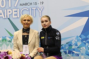Lindfors and coach Horttana at the 2017 Junior World Championships Viveca Lindfors and Virpi Horttana at the 2017 Junior World Championships.jpg