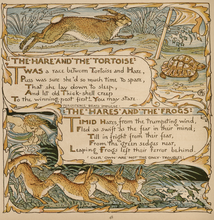 Walter Crane, The hares and the frogs