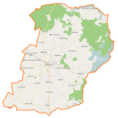 Mapa konturowa gminy Witkowo, po lewej znajduje się punkt z opisem „Małachowo-Złych Miejsc”