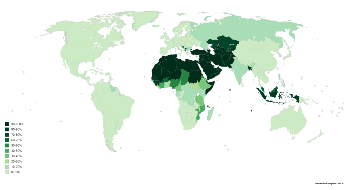 Percent of muslims in the world