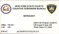 "Business card" of the Counter Terrorism Bureau, Dept. of Public Safety, New York State Courts (c. 2006)