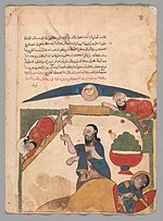 Thumbnail for File:"The Thief Falls Through the Skylight in the Bedroom", Folio from a Kalila wa Dimna MET DP300721.jpg