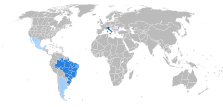 Geographical distribution of Venetian language by official status