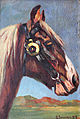 Κεφάλι αλόγου, Σαμαρτζής Γεώργιος, Ελαιογραφία σε hardboard, 27 x 17 εκ., Ιδιωτική Συλλογή.