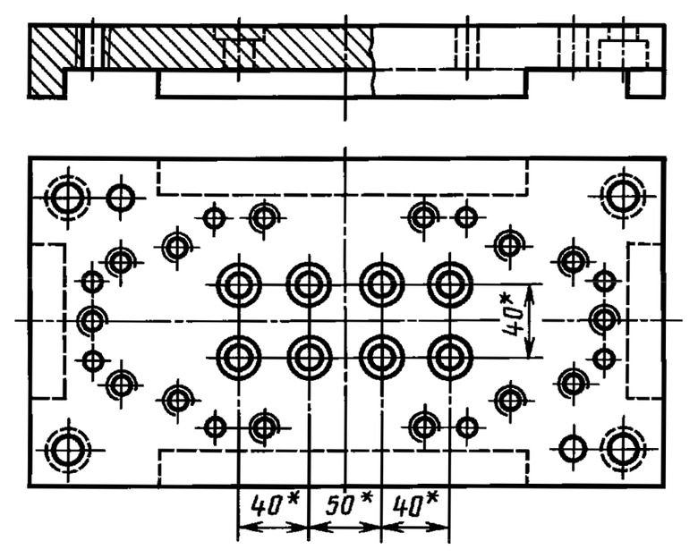 Группа отверстий на чертеже