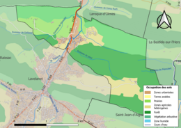 Carte des infrastructures et de l'occupation des sols de la commune en 2018 (CLC).