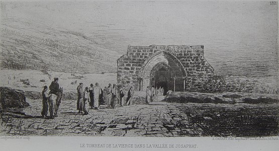 Le tombeau de la Vierge dans la vallée de Josaphat, 1872, eau-forte (12x23)