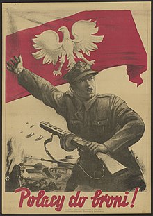 1944 Polish Home Army propaganda poster reading "Poles to arms!" 1944 poster - Polacy do broni!.jpg
