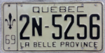 1969 Québec Nummernschild 2N-5256.png