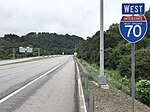 View west along I-70 in Wheeling, just after the interchange with I-470