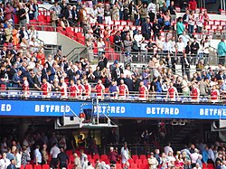 Hull Kingston Rovers players collecting their runners-up awards on the Royal Balcony at the 2023 Challenge Cup Final.