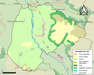 Barevná mapa znázorňující využití půdy.