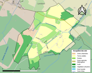 Kolorowa mapa przedstawiająca użytkowanie gruntów.