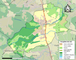 Kolorowa mapa przedstawiająca zagospodarowanie terenu.