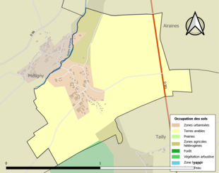 Kolorowa mapa przedstawiająca użytkowanie gruntów.