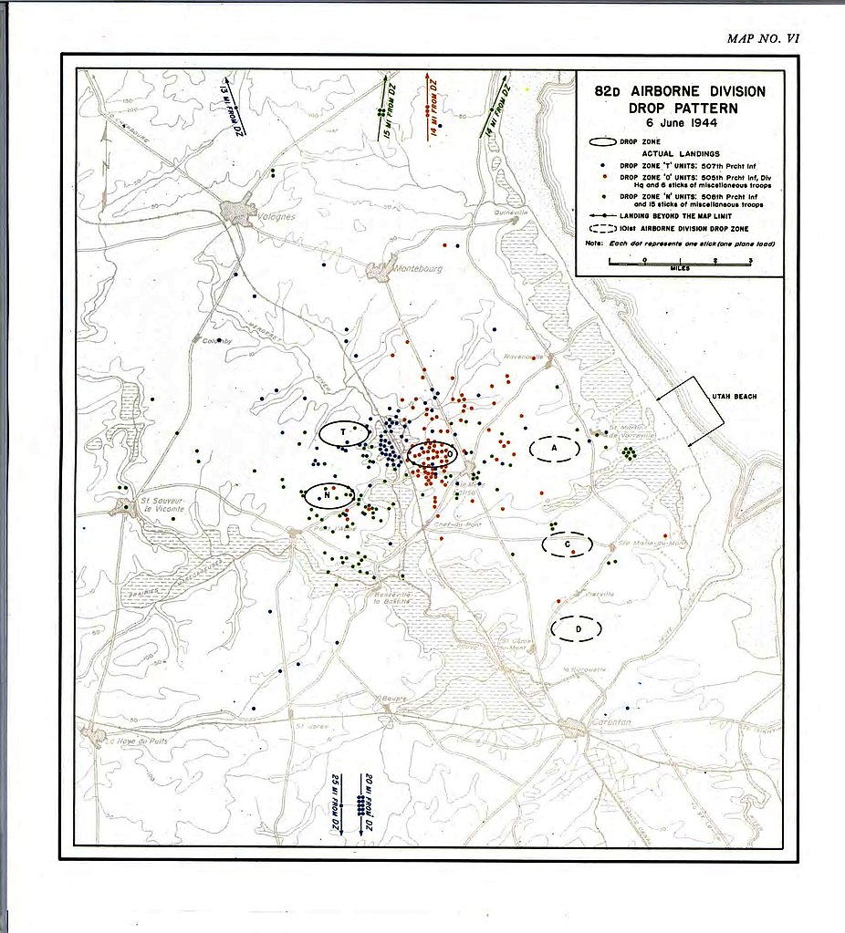 Airborne Assault Map for D-Day, D-Day +75