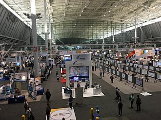 Interior of the Boston Convention and Exhibition Center, pictured during a 2016 conference. The BCEC was converted to a field hospital. ASM show at BCEC.agr.jpg