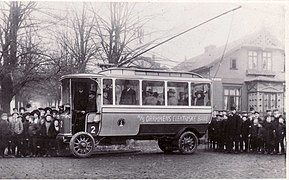 Nr. 2 av Schiemann trolleybuss for Drammen Elektriske Bane, 1910