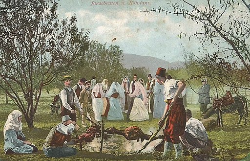 A lamb roast and "kolo" (circle) dancing - Bosnia and Herzegovina 1895