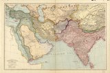 نقشه کشورهای آسیا در اوایل قرن بیستم. افغانستان میان امپراتوری روسیه و هند بریتانیا جدایی ایجاد کرده‌است.