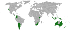 Distribución mundial de Acacia baileyana