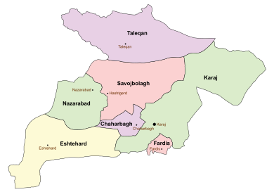 Counties of Alborz Alborz.svg