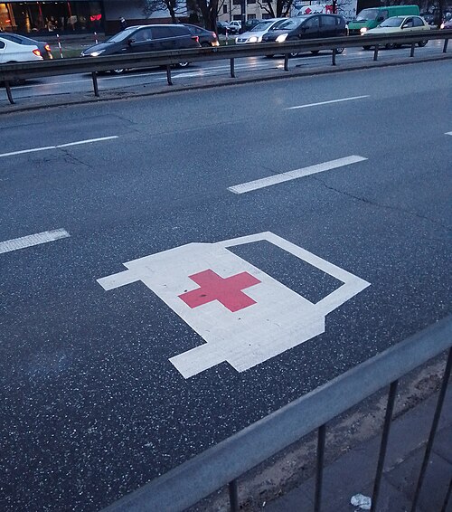 An ambulance lane in Warsaw, Poland