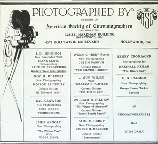 <span class="mw-page-title-main">American Society of Cinematographers</span> Cinematography Organization