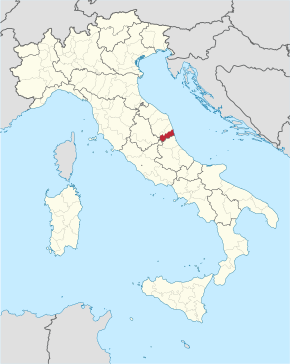 Provincie Ascoli Piceno na mapě Itálie