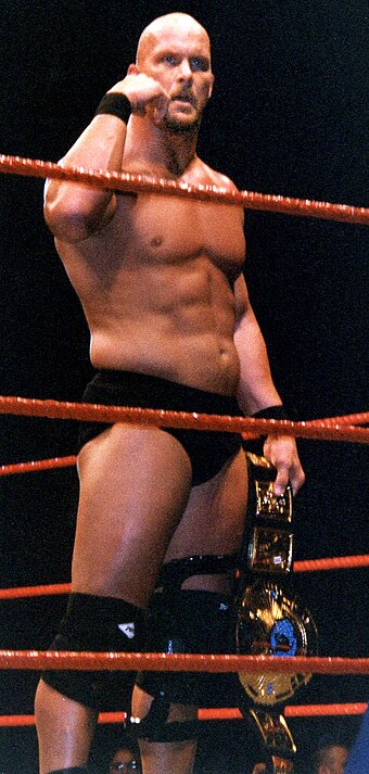 Stone Cold as the WWF Champion in 1999.  Austin was widely considered by critics, fans, and the WWF itself to be the face of the Attitude Era.