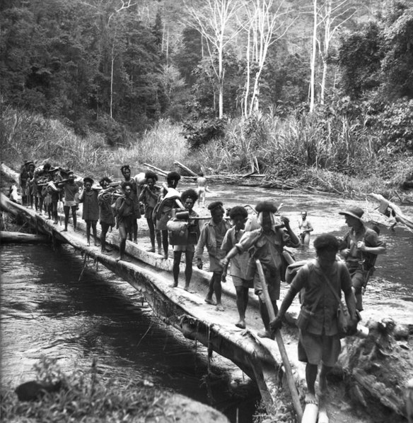 File:Australian soldiers and Papuan carriers crossing the Brown River in October 1942.JPG
