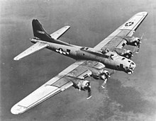 The B-17 Flying Fortress, a famous World War II heavy bomber and high level bomber B-17 on bomb run.jpg