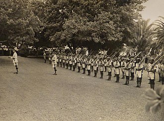 An Honour Guard from B Coy, BMI, parades at the opening of Parliament in 1945 B Coy Bermuda Militia Infantry opening of Parliament.jpg
