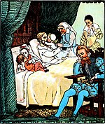 With lips as cold as any stone, they kiss the children small Babes in the Wood - 3 - illustrated by Randolph Caldecott - Project Gutenberg eText 19361.jpg