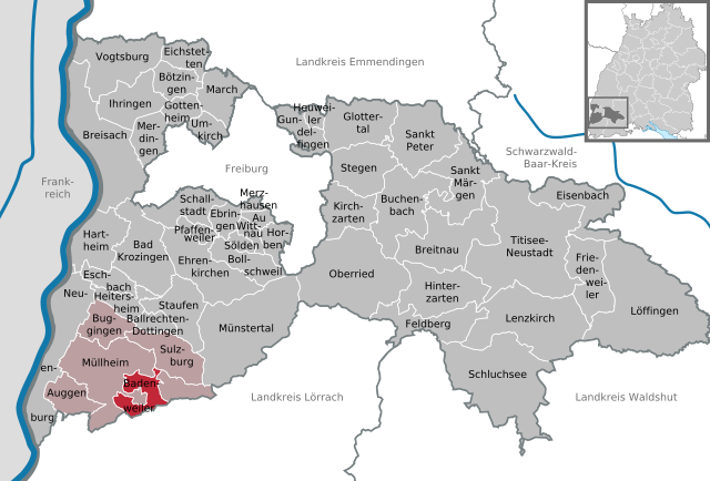 Elhelyezkedése Baden-Württemberg térképén