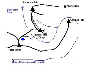 sketch map of Bannerdale Crags