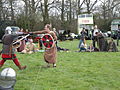 A battle reenactment scene, taking place at the Bustival 2012 event, held by Southern Vectis at Havenstreet railway station, Isle of Wight.