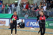 Deutsch: Beachhandball Europameisterschaften 2019 (Beach handball Euro); Tag 5: 6. Juli 2019 – Frauen, Platzierungsspiel für die Ränge 9–12, Deutschland-Polen 2:1 (22:23, 19:16, 7:6) English: Beach handball Euro; Day 5: 6 July 2019 – Placement Match/Cross Match for rank 9–12 Women – Germany-Poland 2:1 (22:23, 19:16, 7:6)