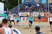 Deutsch: Beachhandball Europameisterschaften 2019 (Beach handball Euro); Tag 6: 7. Juli 2019 – Männerfinale, Dänemark-Norwegen 2:0 (25:18, 19:16) English: Beach handball Euro; Day 6: 7 July 2019 – Men's Final – Denmark-Norway 2:0 (25:18, 19:16)