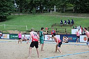 Deutsch: Beachhandball Europameisterschaften 2019 (Beach handball Euro); Tag 2: 3. Juli 2019 – Männer, Vorrunde Gruppe C, Nordmazedonien-Schweiz 0:2 (13:22, 18:19) English: Beach handball Euro; Day 2: 3 July 2019 – Women Preliminary Round Group A – Men Preliminary Round Group C – North Macedonia-Switzerland 0:2 (13:22, 18:19)