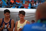 Deutsch: Beachhandball bei den Olympischen Jugendspielen 2018; Tag 7, 13. Oktober 2018; Jungen, Spiel um Platz Drei– Argentinien-Kroatien 2:0 English: Beach handball at the 2018 Summer Youth Olympics at 13 October 2018 – Boys Bronze Medal Match – Argentina-Croatia 2:0