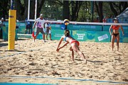 Deutsch: Beachvolleyball bei den Olympischen Jugendspielen 2018; Tag 8, 14. Oktober 2018; Mädchen, Achtelfinale – Bolivien-Puerto Rico 0:2 (18–21/18–21 ) English: Beach volleyball at the 2018 Summer Youth Olympics at 14 October 2018 – Girls Round of 16 – Bolivia-Puerto Rico 0:2 (18–21/18–21 )