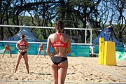 Deutsch: Beachvolleyball bei den Olympischen Jugendspielen 2018; Tag 8, 14. Oktober 2018; Mädchen, Achtelfinale – Bolivien-Puerto Rico 0:2 (18–21/18–21 ) English: Beach volleyball at the 2018 Summer Youth Olympics at 14 October 2018 – Girls Round of 16 – Bolivia-Puerto Rico 0:2 (18–21/18–21 )