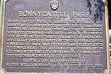 Bonnycastle Park commemorating Metro's first Chairman. Bonnycastle Park Plaque.jpg