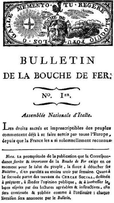 First issue of La Bouche de fer (Mouth of Iron)