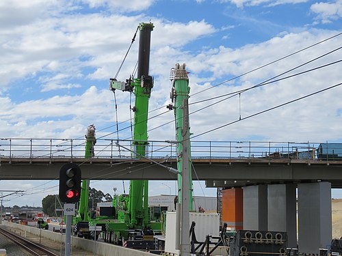 Perth, Western Australia: Mobile cranes at the Armadale Road and North Lake Road bridge construction