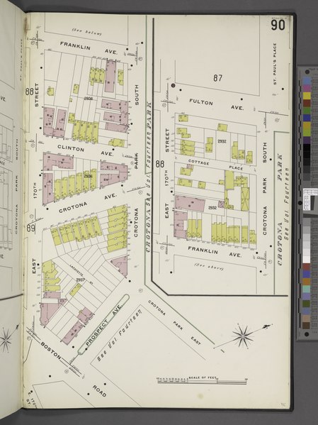 File:Bronx, V. 10, Plate No. 90 (Map bounded by Franklin Ave., Crotona South, Prospect Ave., Boston Rd., E. 170th St., Fulton Ave.) NYPL1996097.tiff