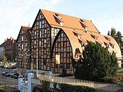 A large granary in Bydgoszcz, Poland, on the Brda river.